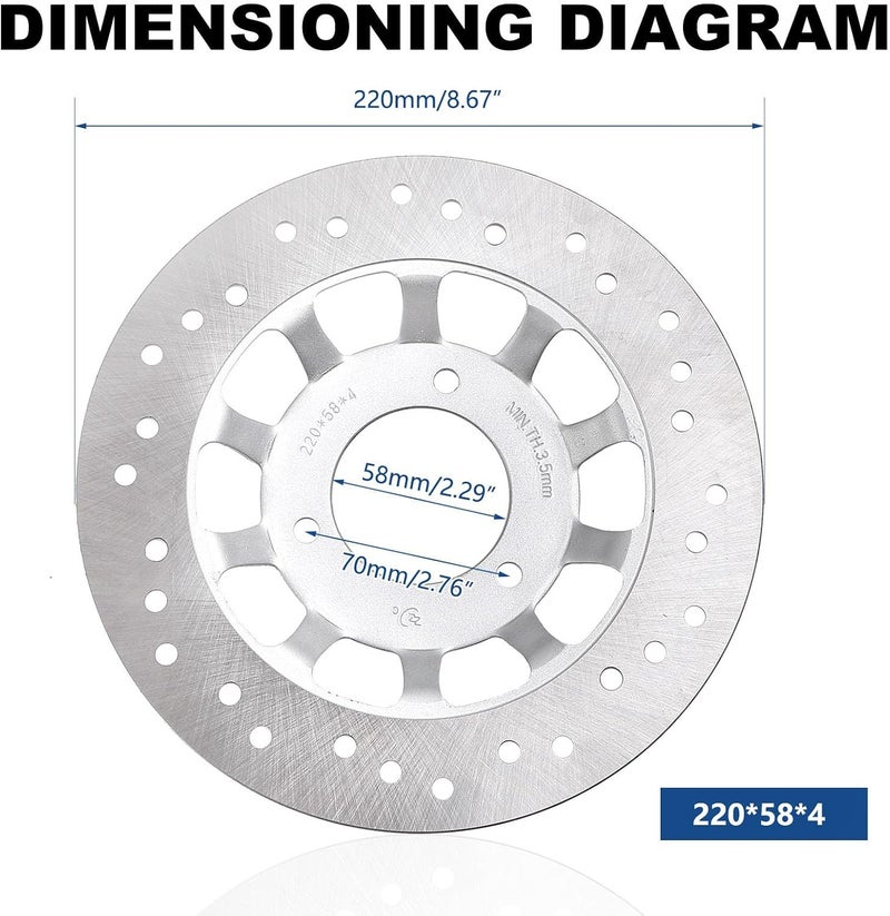 Minho 220mm Front Brake Disc Rotor with 3 Bolt Pattern in Aluminum Alloy Fit for Chinese 4-stroke GY6 150cc Scooter Mopeds Jonway, Right Side - Image 4